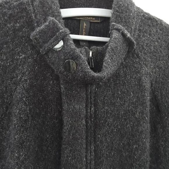 BCBGMAXAZRIA Black Gray Poncho Sweater Jacket Size M - Picture 3 of 10